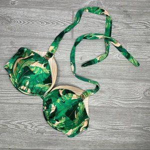 Victoria's Secret palm leaf bikini top pink green bathing suit swimwear swimsuit